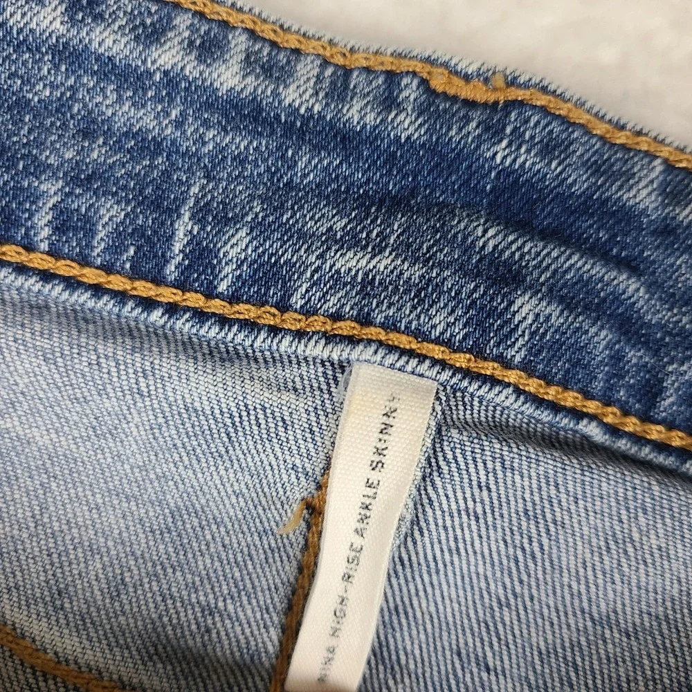 Rag & Bone Jeans‎ Womens 29x27 Blue Nina High Rise Ankle Skinny Fray Distress *